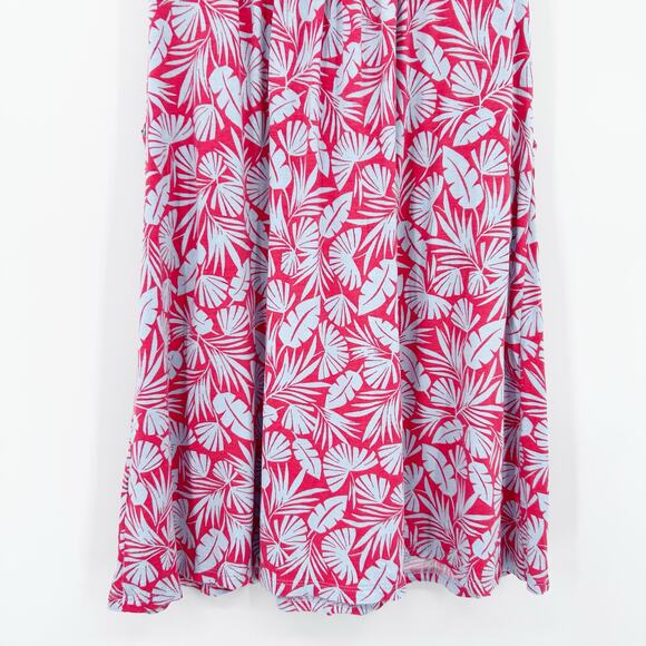 Boden Lola Jersey Dress Red Blue Leaf Print V-Neck Ruched Pockets Womens Size 2P - Picture 10 of 12